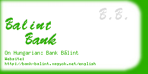 balint bank business card